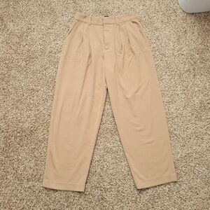 Gap 365 High Rise Taper Pants Trousers Khaki Beige Tan Brushed Twill Size 6